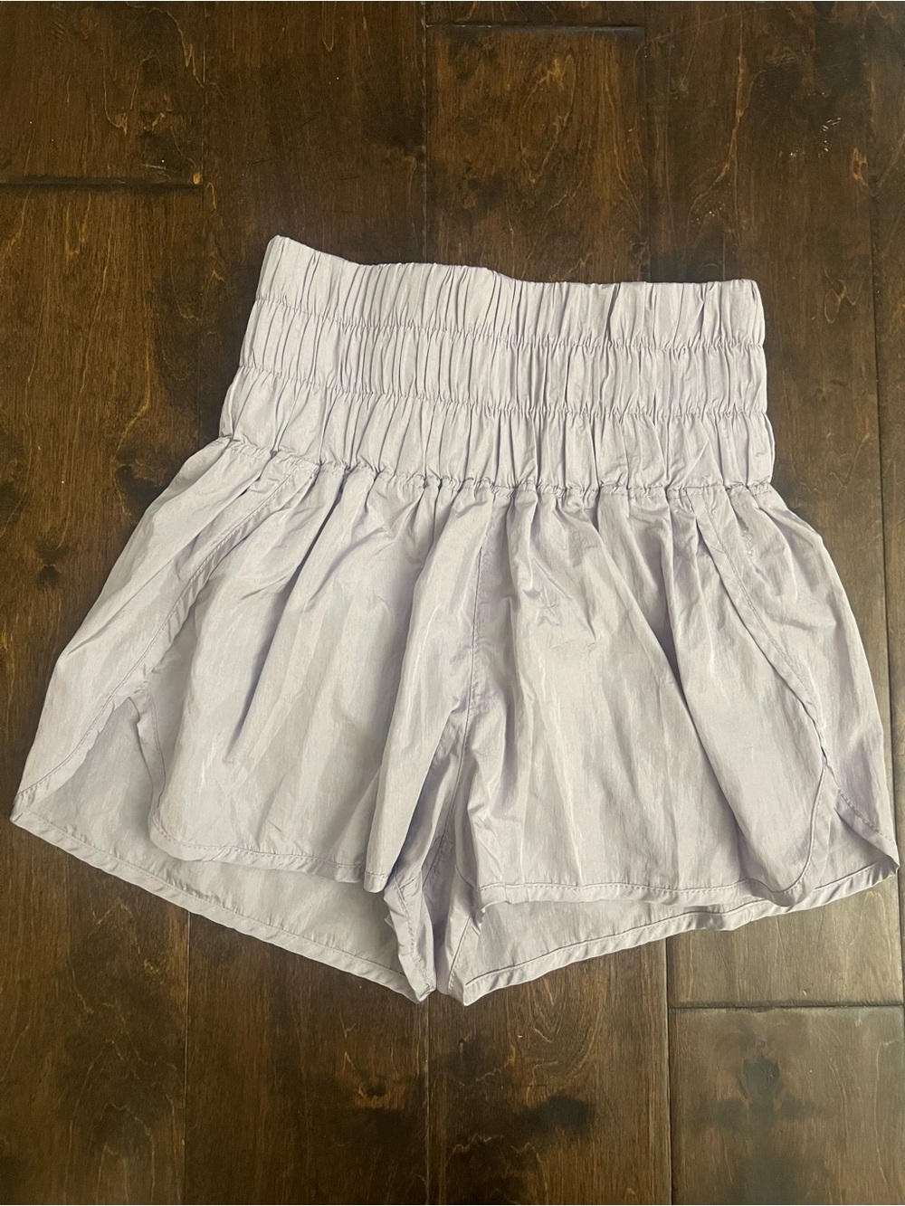 Free People Lavender Smocked High-Waist Athletic Shorts